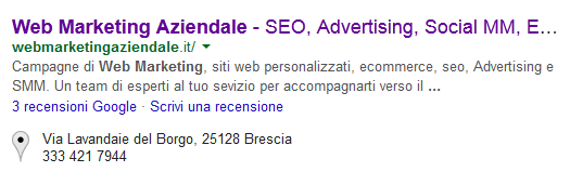 posizionamento del sito web su google