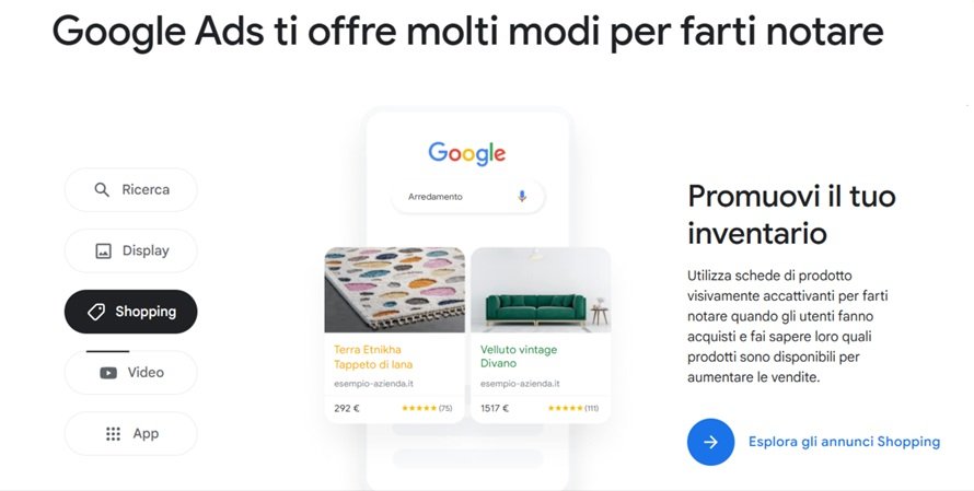 tipi di annunci Google Ads