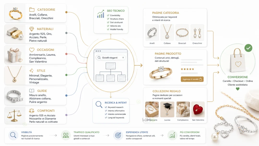 eCommerce di gioielli: strategie di marketing per vendere online con più fiducia, valore e continuità 12 SEO per eCommerce di gioielli