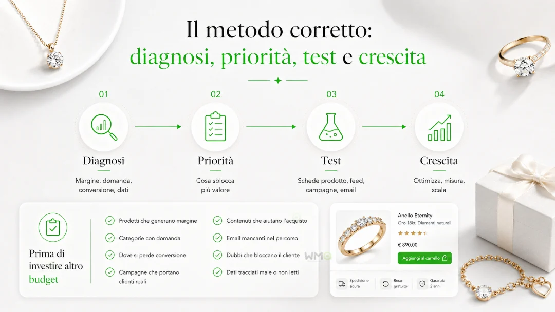 eCommerce di gioielli: strategie di marketing per vendere online con più fiducia, valore e continuità 13 metodo per crescita ecommerce
