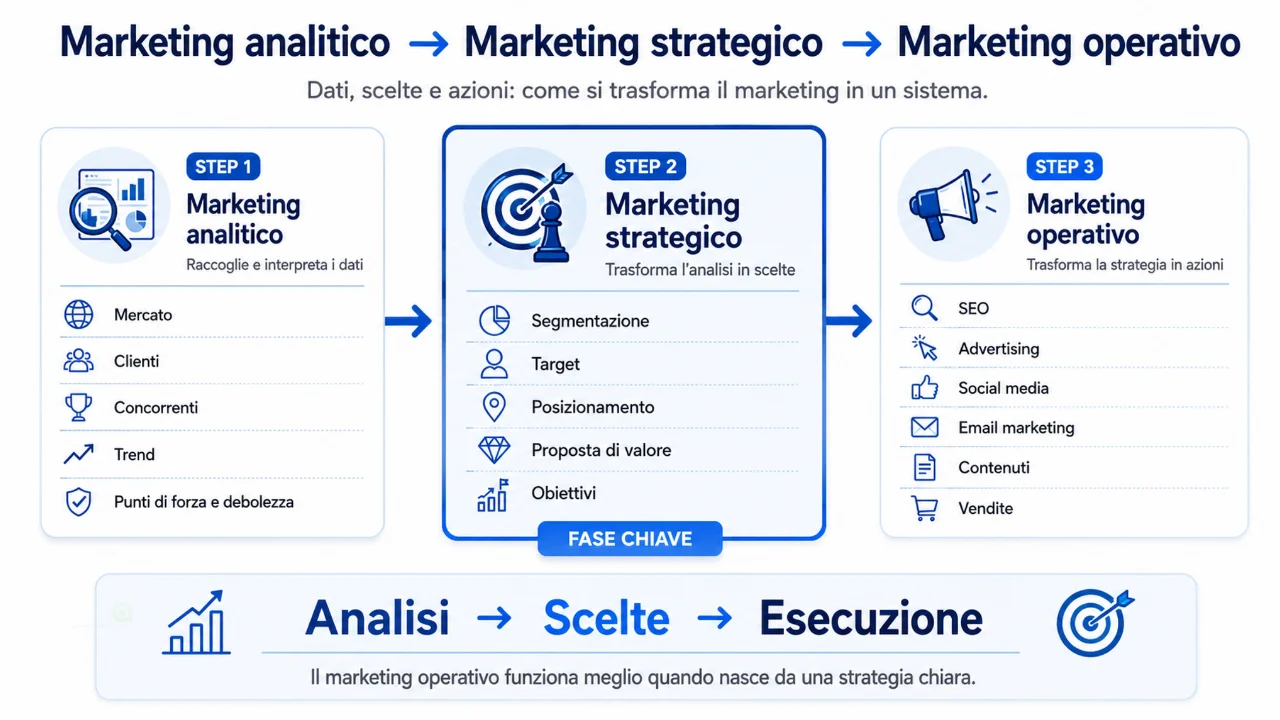 Marketing strategico, la tua impresa lo sfrutta? 2 Marketing analitico, marketing strategico e marketing operativo: analisi, scelte ed esecuzione