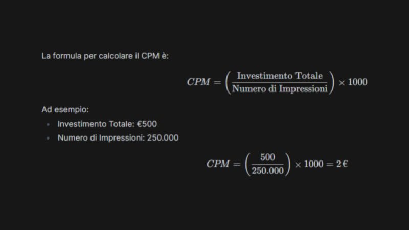 formula per calcolare il CPM