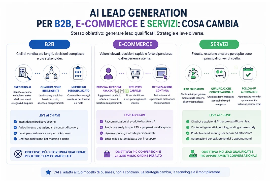 AI Lead Generation: Cos’è, Come Funziona - Guida Completa 13 AI Lead Generation per B2B, e-commerce e servizi - infografica